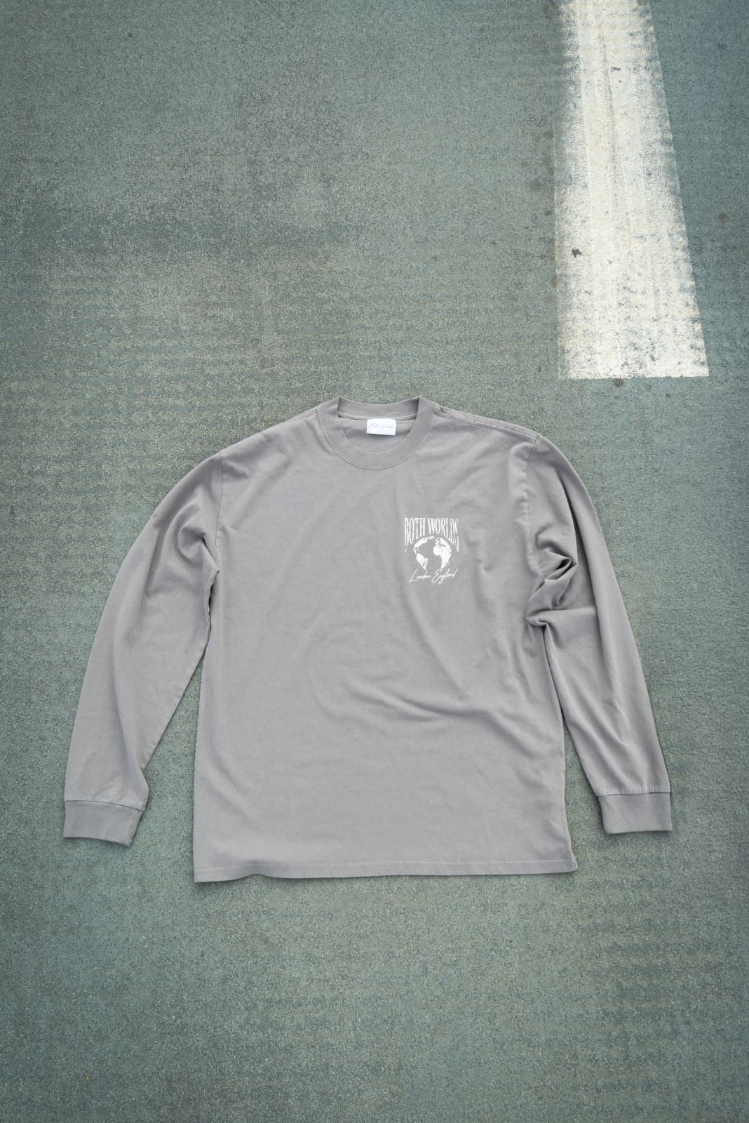 Distressed Washed Grey Long sleeve Tee